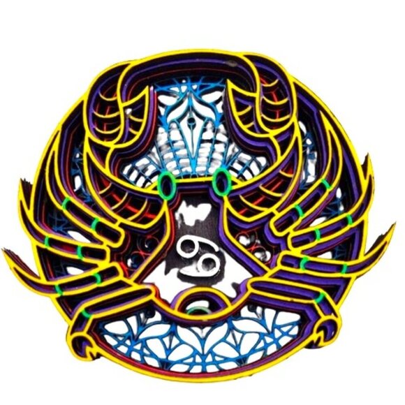 Cancer Zodiac Sign Layered Wood Design. Refrigerator magnet. - Picture 1 of 3